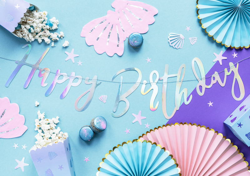 Regnbuefarvet "Happy Birthday" banner