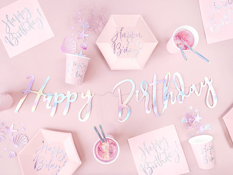 Regnbuefarvet "Happy Birthday" banner