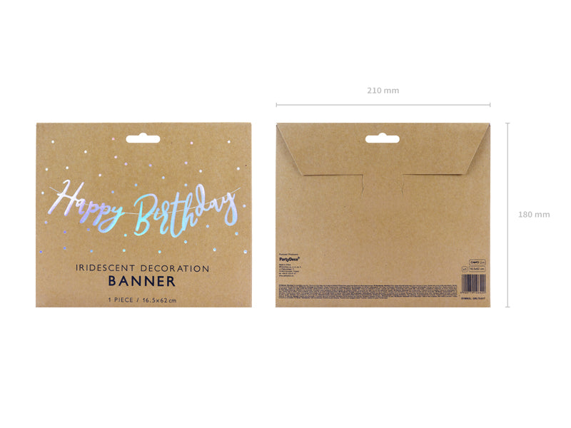 Regnbuefarvet "Happy Birthday" banner