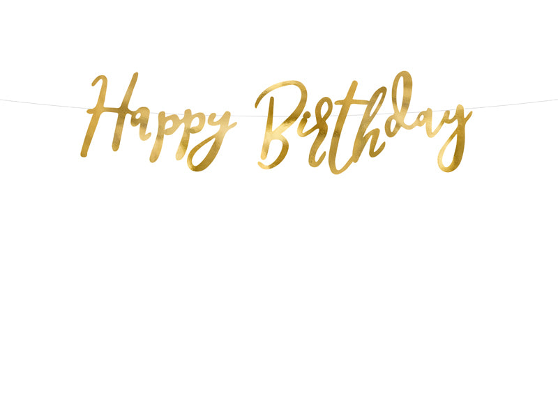 Guld "Happy Birthday" banner