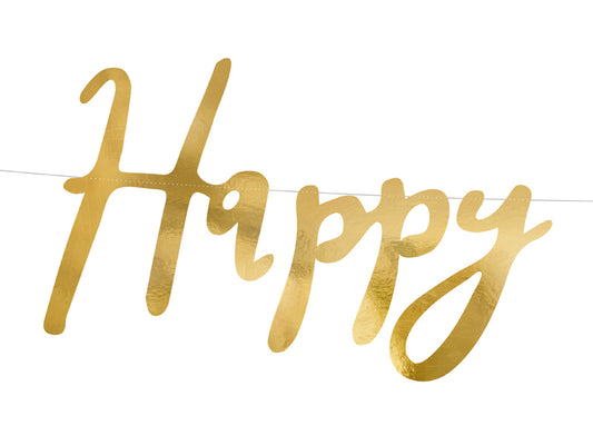 Guld "Happy Birthday" banner