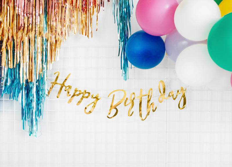 Guld "Happy Birthday" banner
