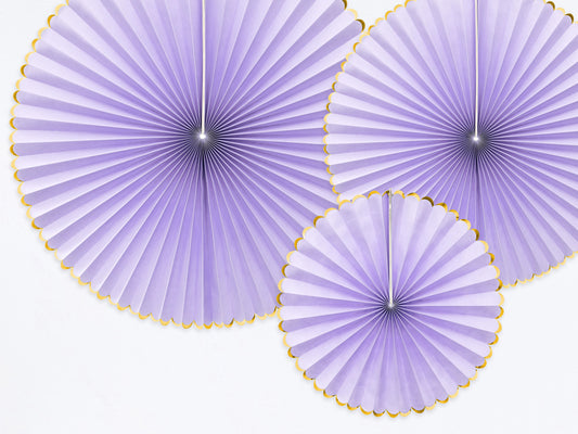 Lillafarvede faner med guldkant, 3 stk