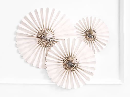 Cremehvide faner, 3 stk