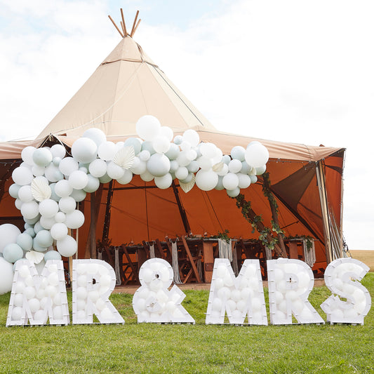 Kæmpe "Mr & Mrs" ballonbogstaver