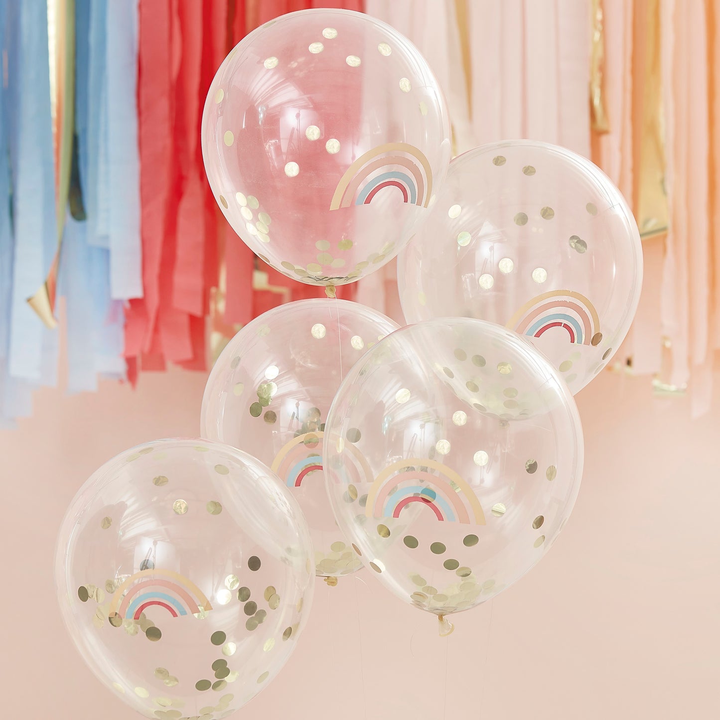 Guld konfetti ballon med regnbueprint