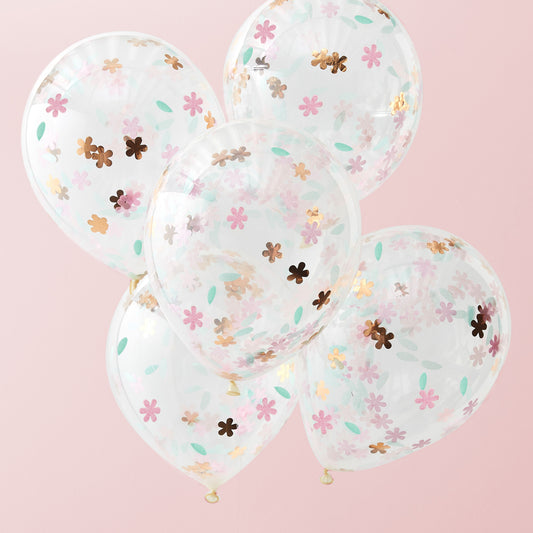 "Happy Birthday" pastel-konfetti balloner, 5 stk