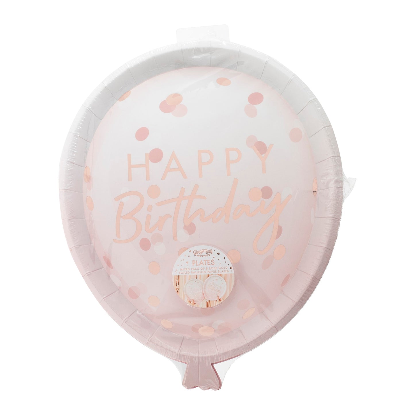Lyserøde "Happy Birthday" paptallerkner