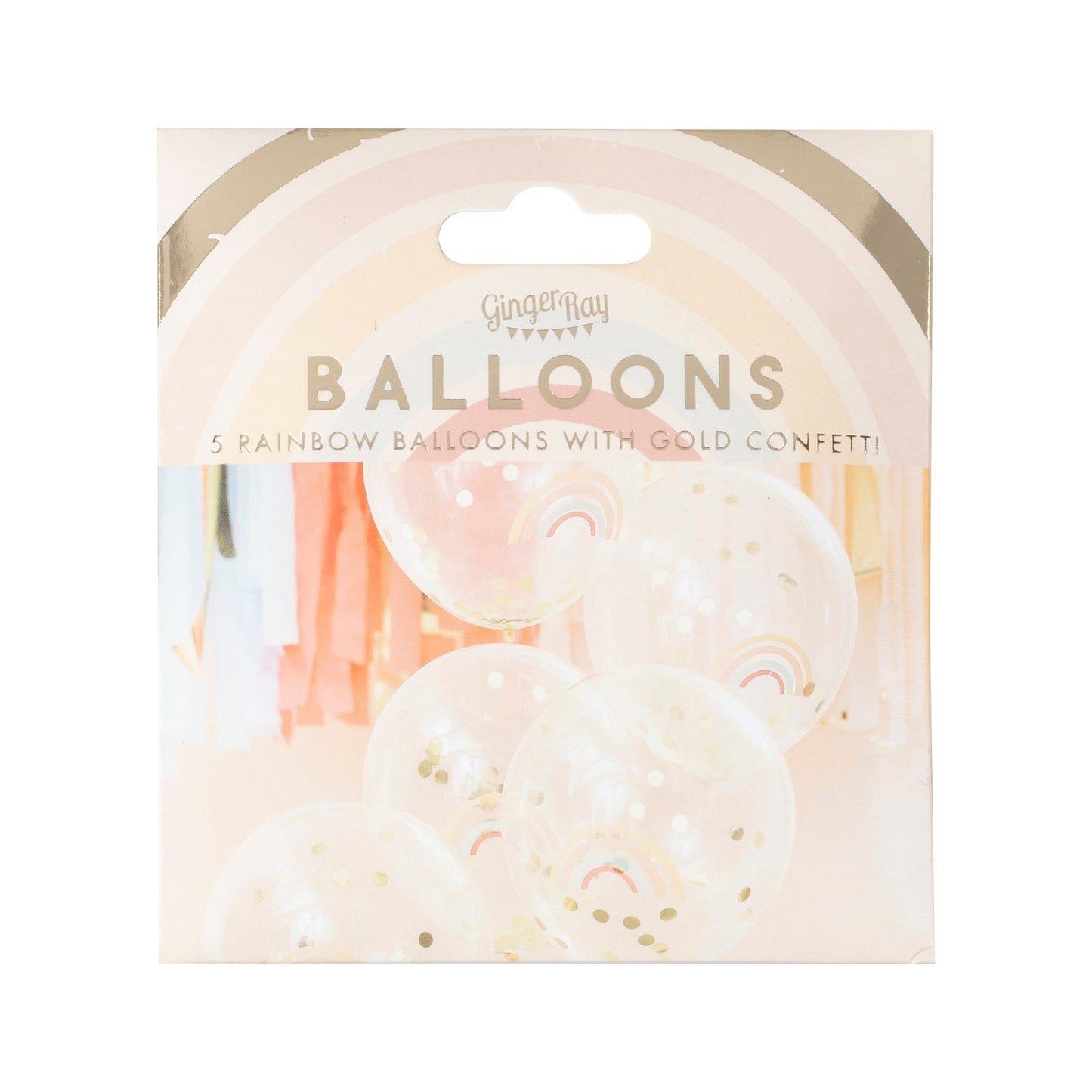 Guld konfetti ballon med regnbueprint