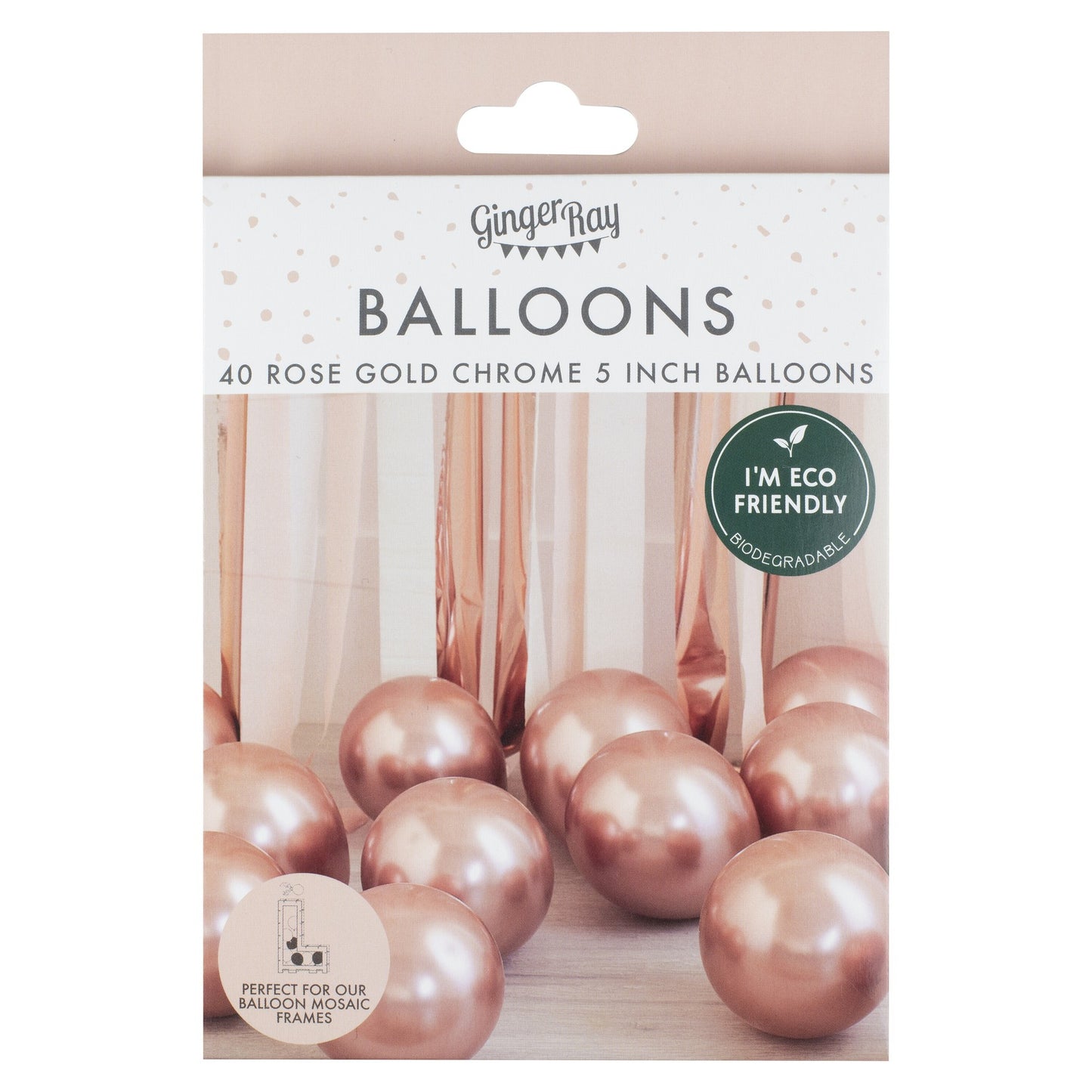 Krom rosaguld balloner, 40 stk