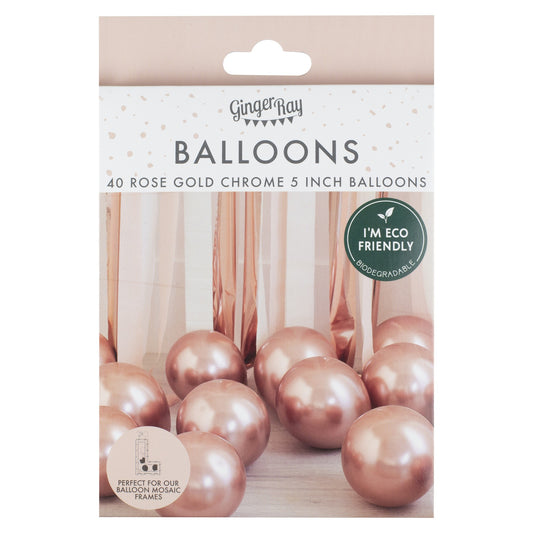 Krom rosaguld balloner, 40 stk