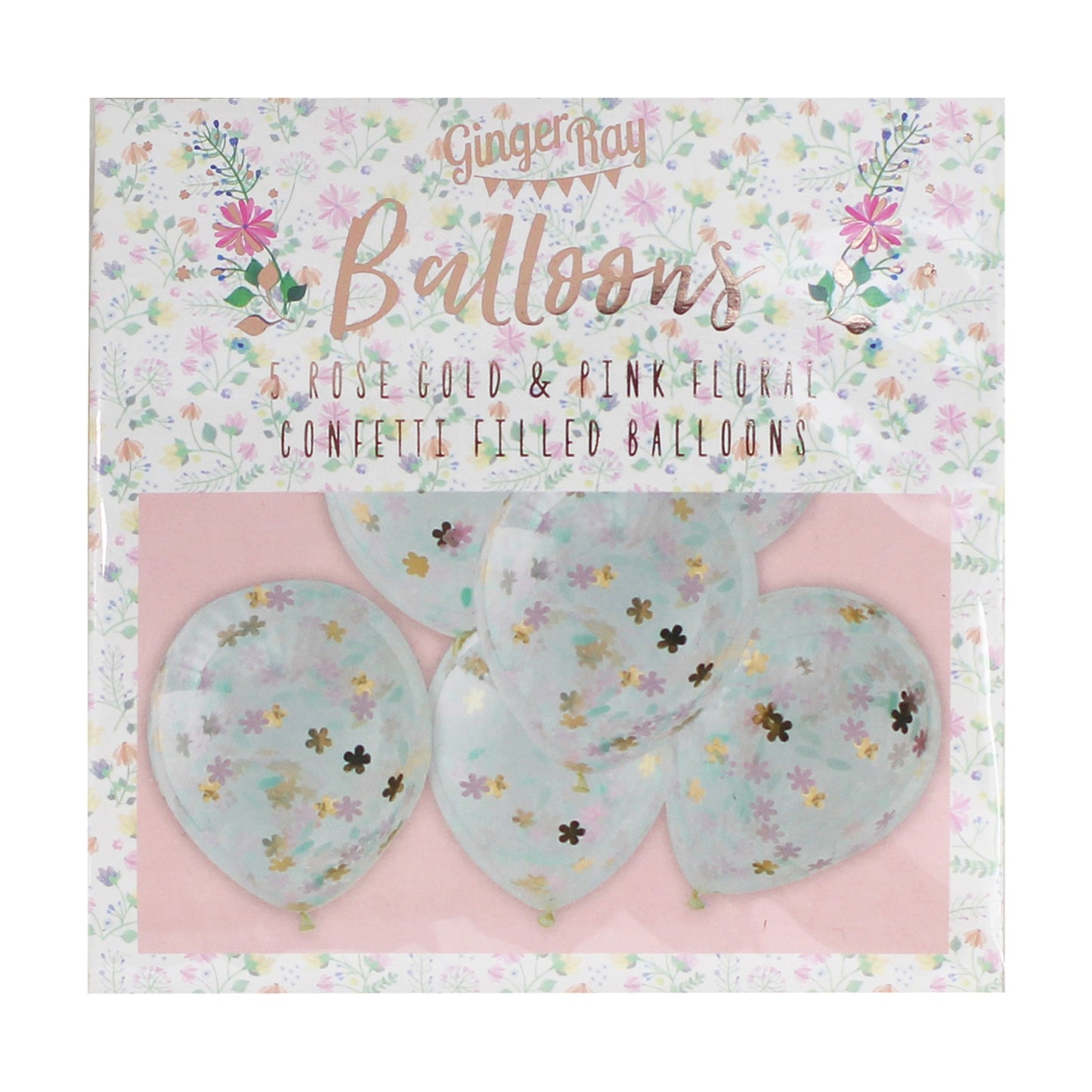 "Happy Birthday" pastel-konfetti balloner, 5 stk