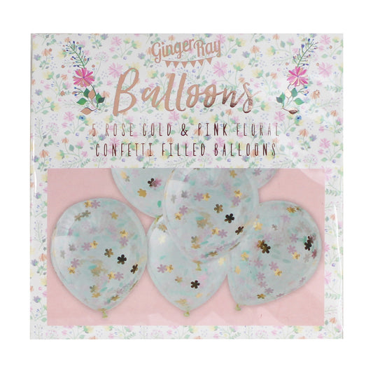 "Happy Birthday" pastel-konfetti balloner, 5 stk