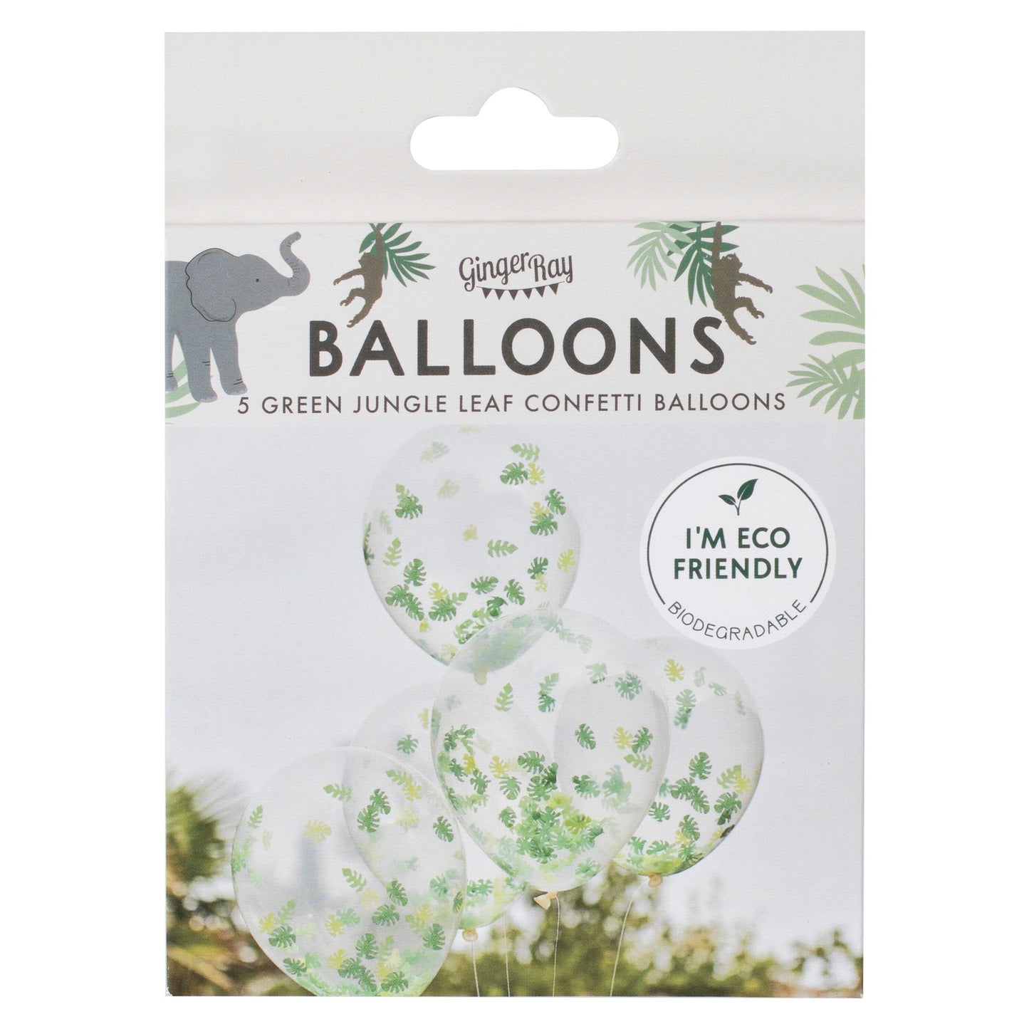 Gennemsigtige balloner med bladkonfetti