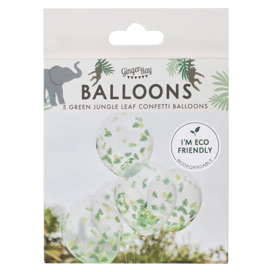 Gennemsigtige balloner med bladkonfetti