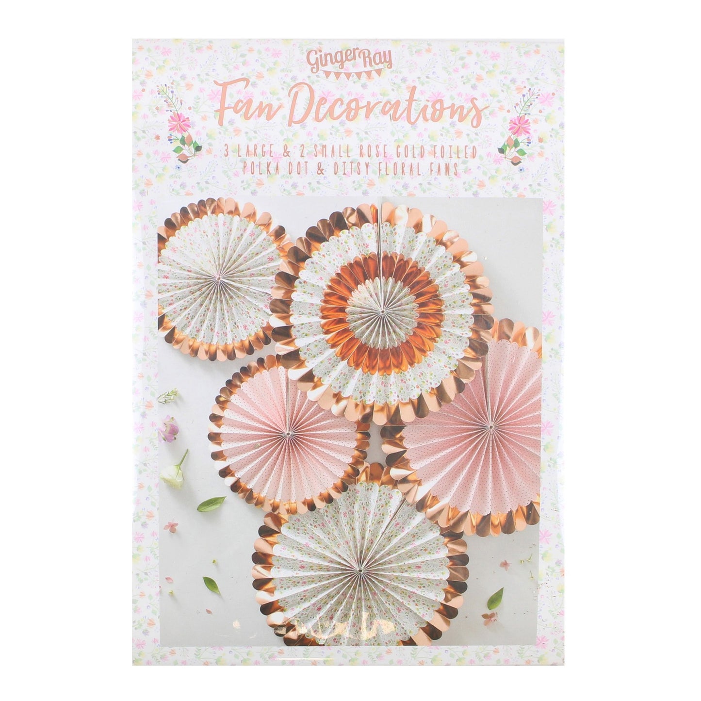 Rosaguld faner med blomsterprint