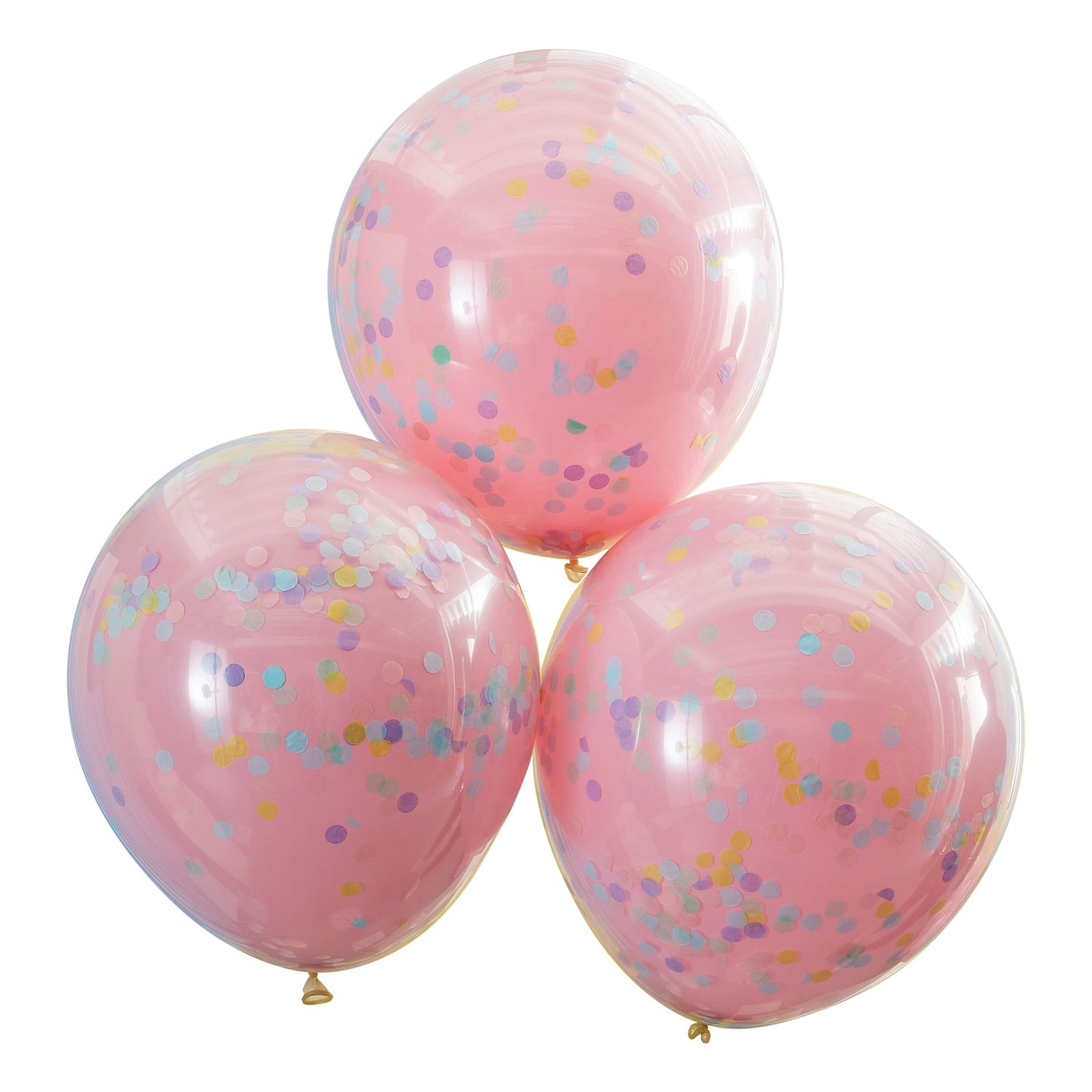 To-lags lyserød konfettiballon med pastelfarver