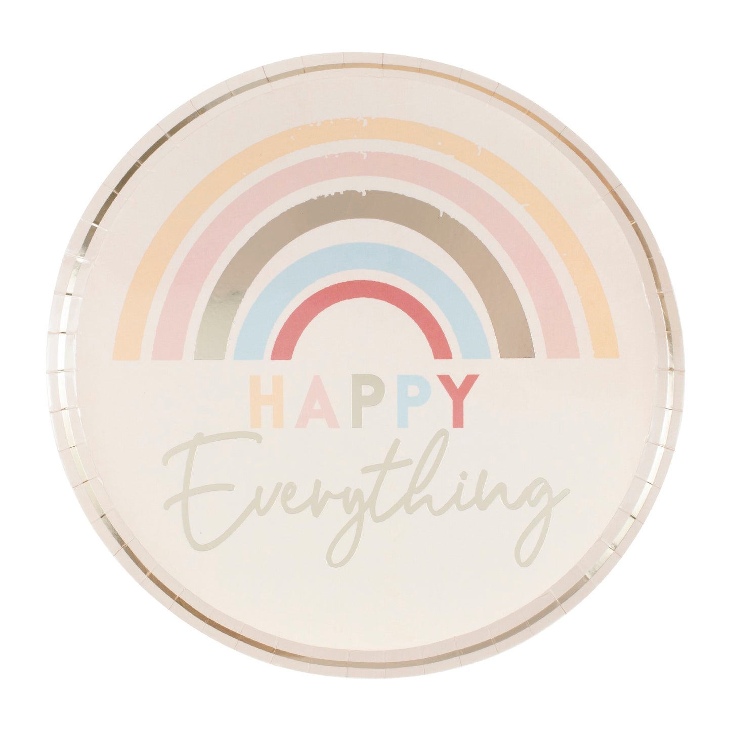 Regnbue paptallerkner "Happy Everything"