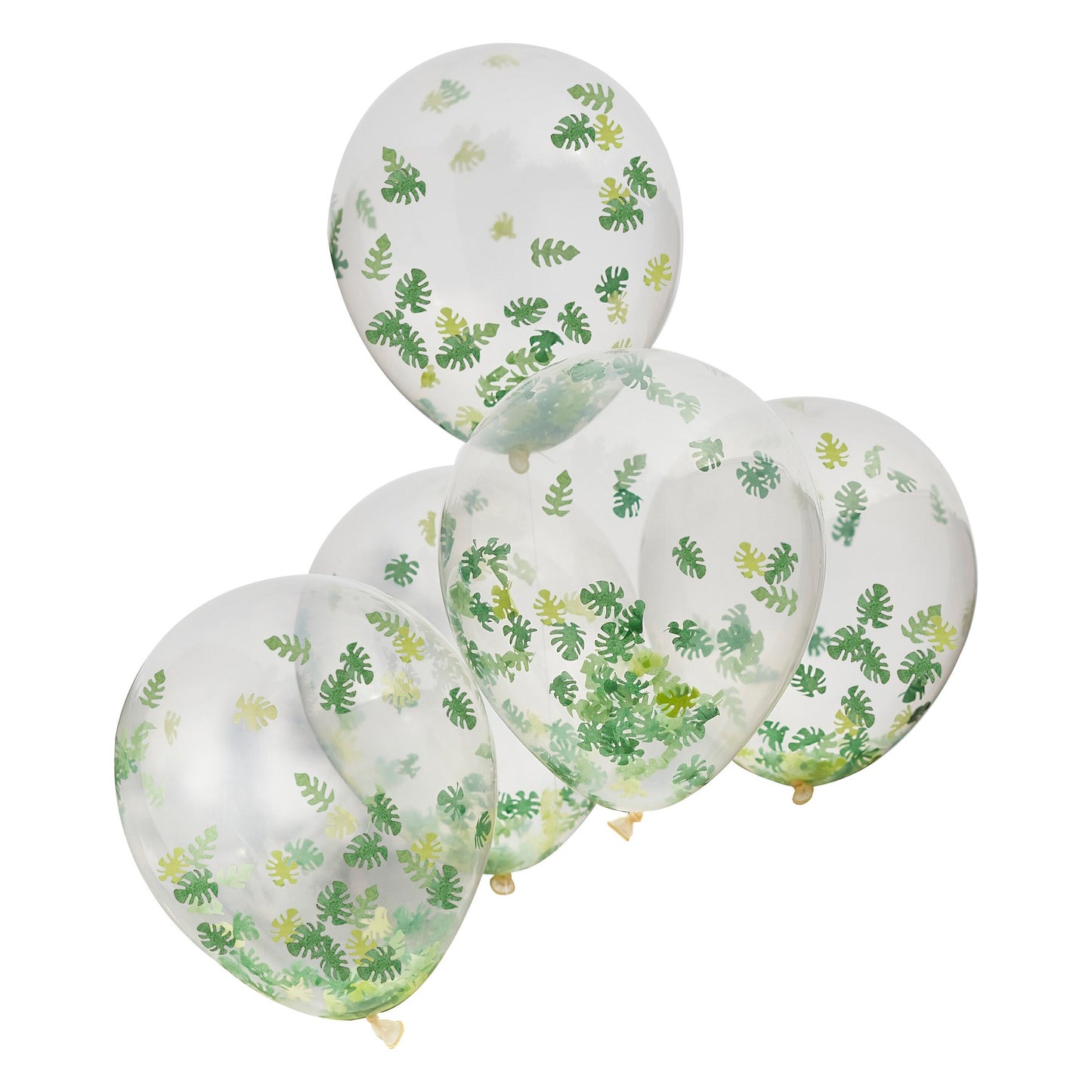 Gennemsigtige balloner med bladkonfetti