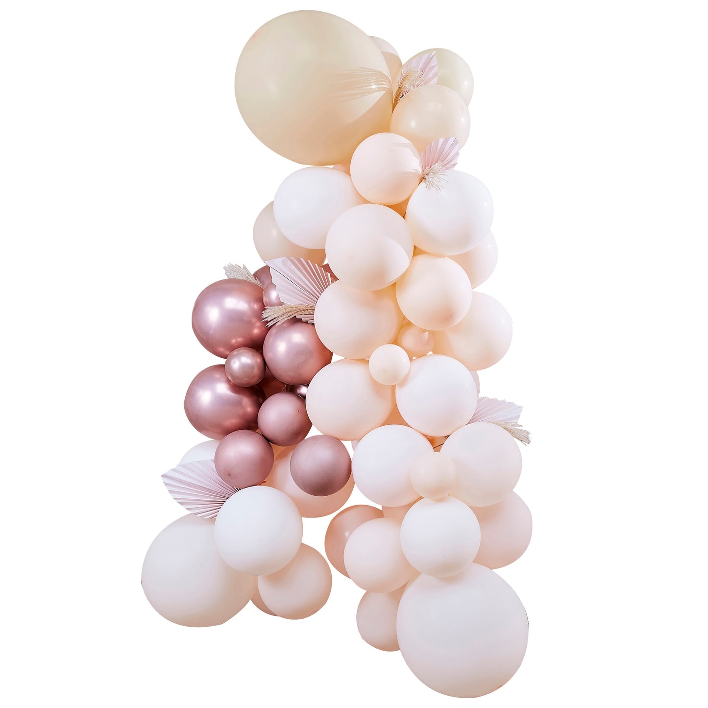 Ballonbue i hvid, creme, lyserød, peach og krom rosaguld