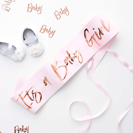 Lyserødt "Baby Girl" skråbånd