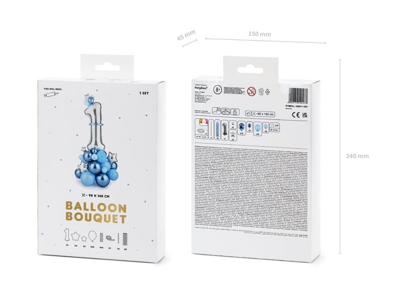 Blå ballonstand med 1-tal