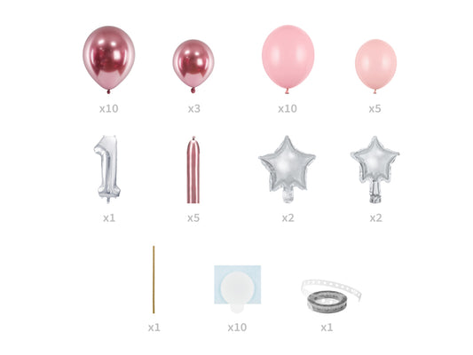 Lyserød ballonstand med 1-tal