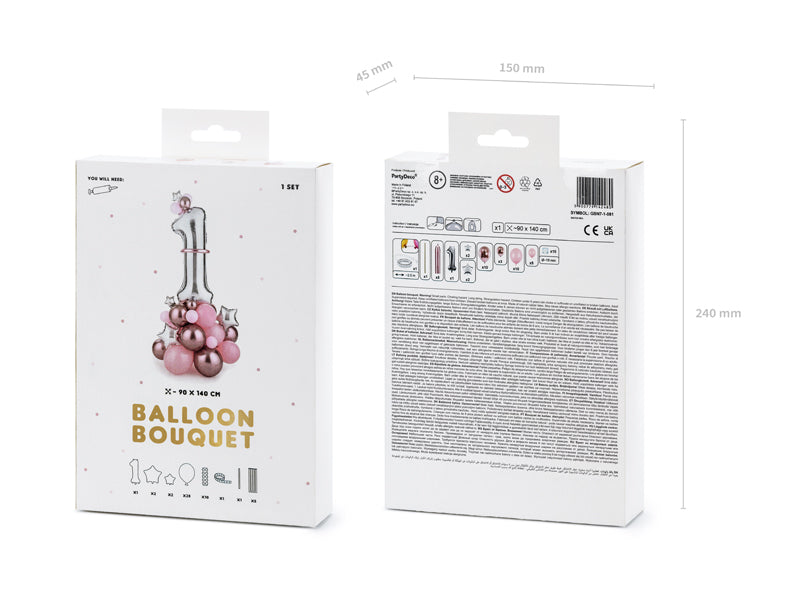 Lyserød ballonstand med 1-tal