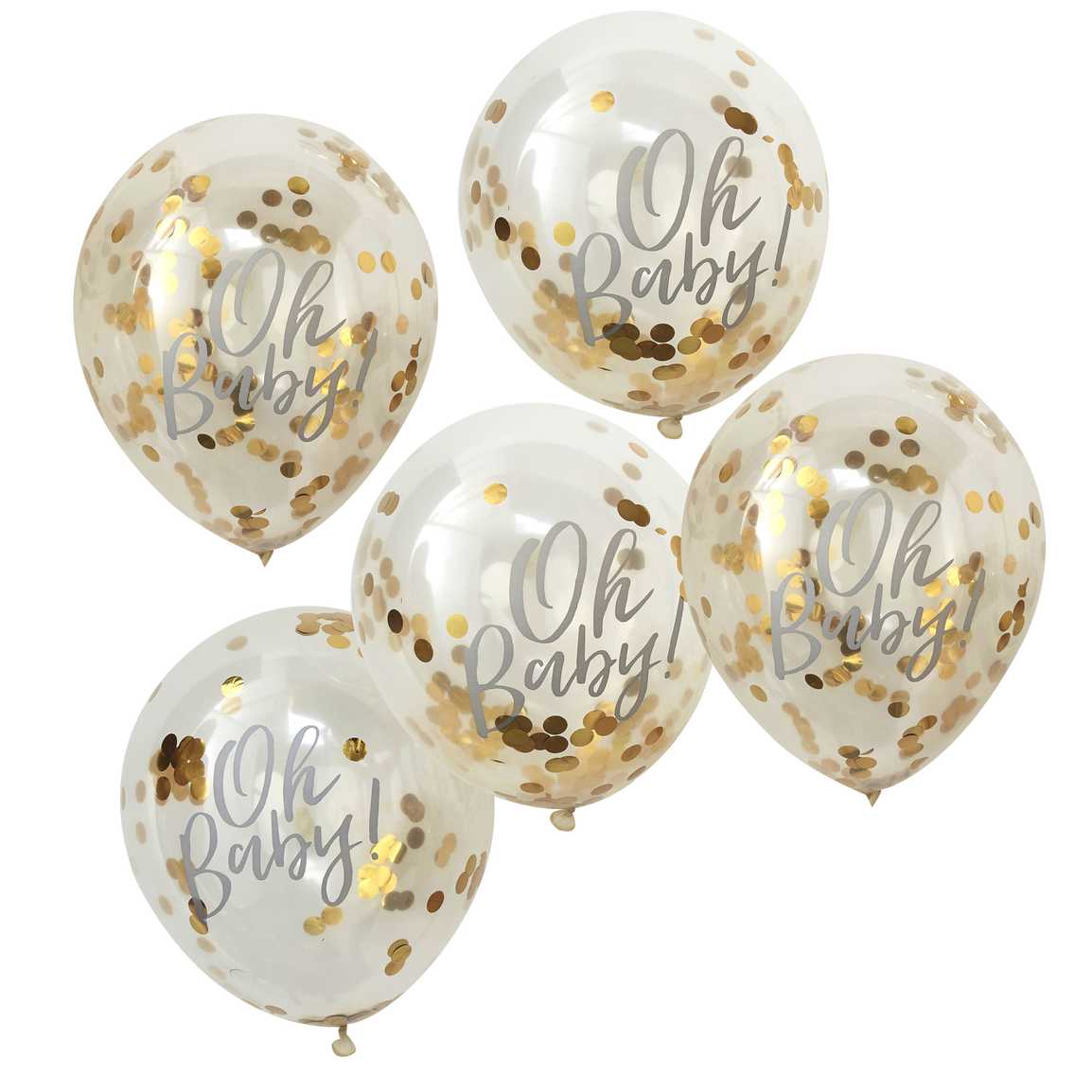 "Oh Baby" Guld Konfettiballoner (5 stk)