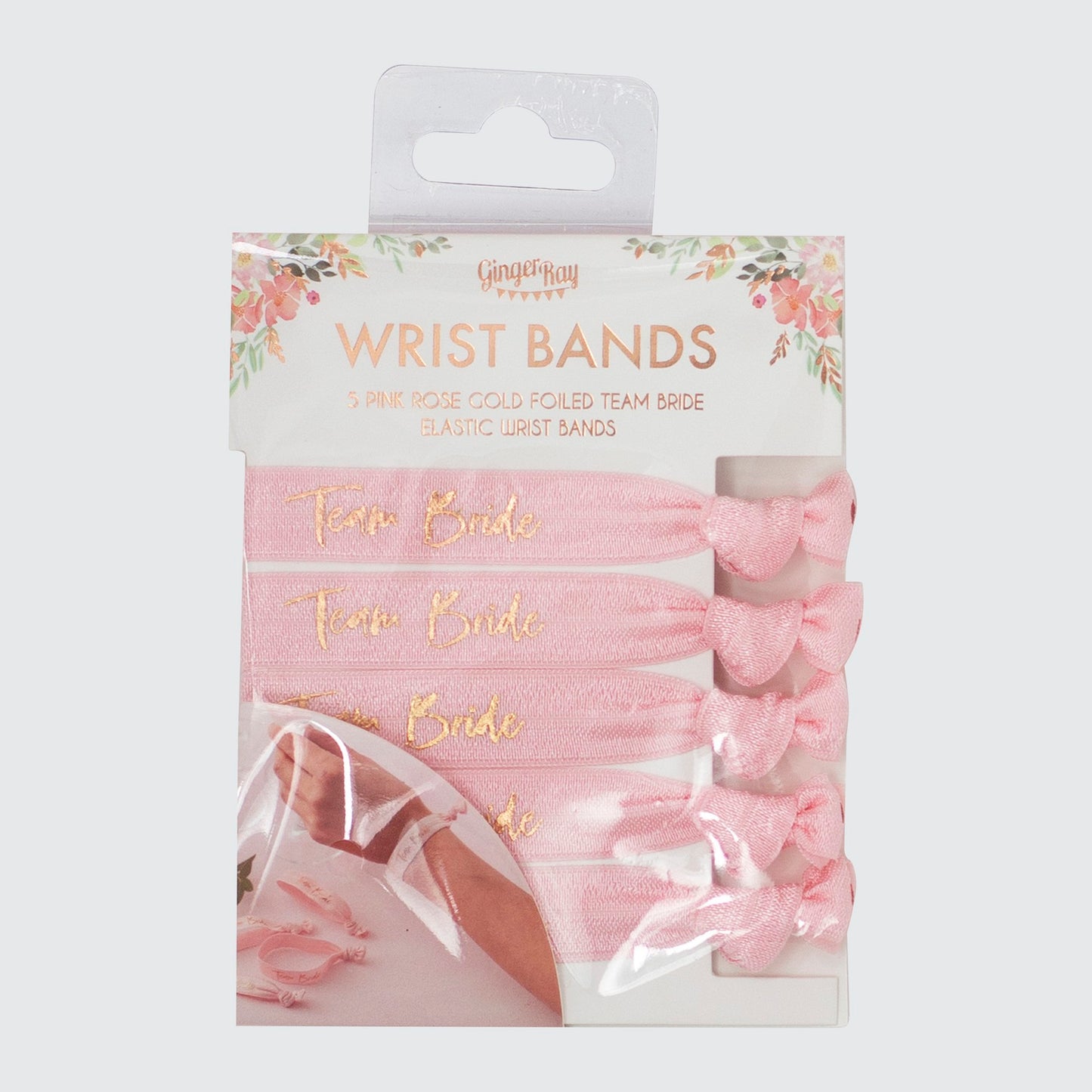 Lyserøde "Team Bride" armbånd