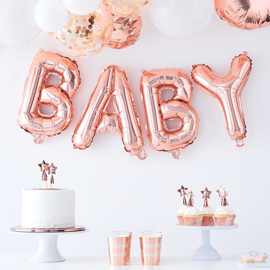 "BABY" bogstavsballoner - rosaguld