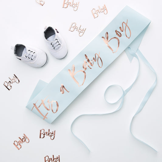Lyseblåt "Baby Boy" skråbånd