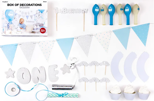 Børnefødselsdagspakke - 1st birthday - blå