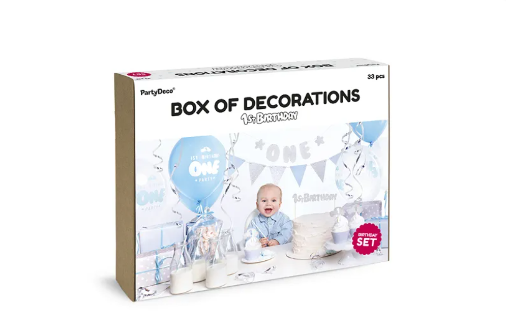 Børnefødselsdagspakke - 1st birthday - blå