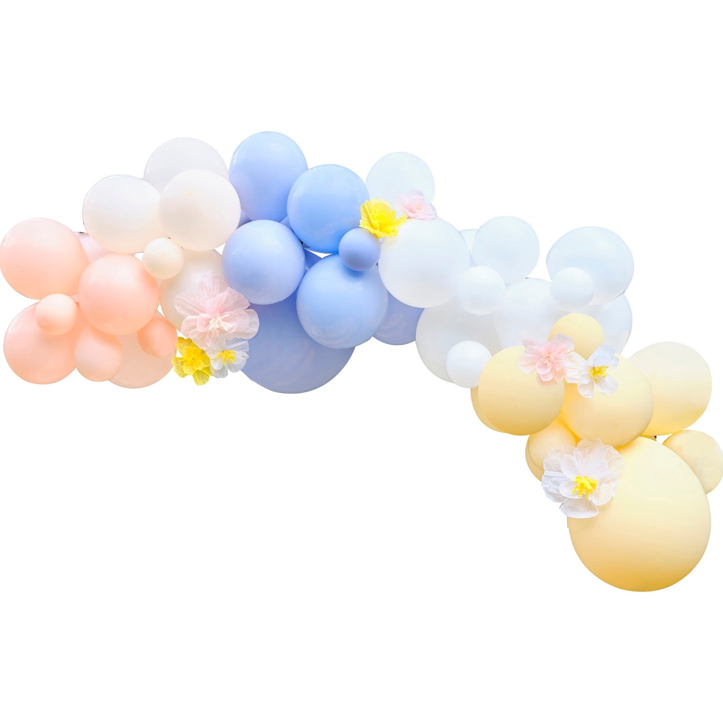 Ballonbue i pastelfarver med papirblomster