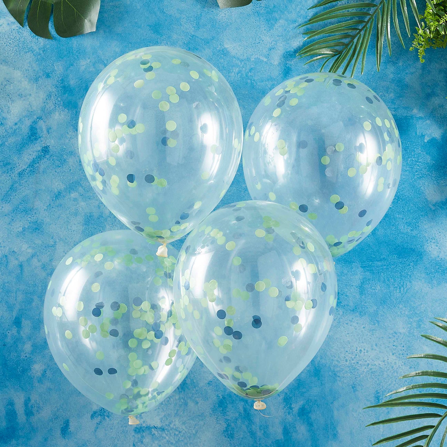Grønne og blå konfettiballoner