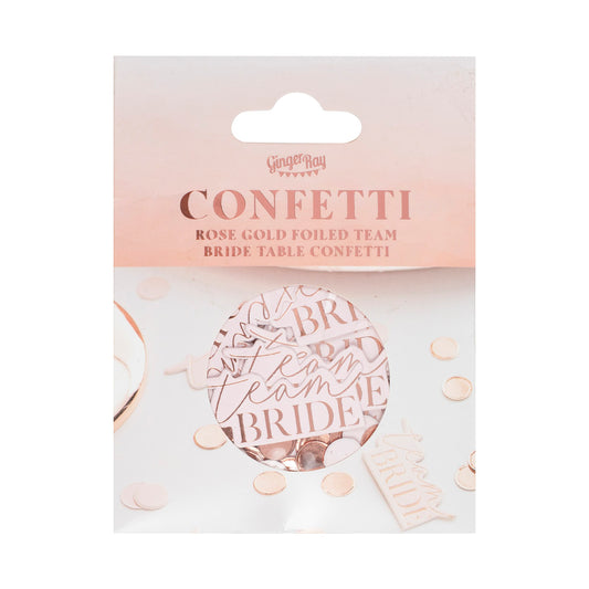 "Team Bride" bordkonfetti i rosaguld og blush pink