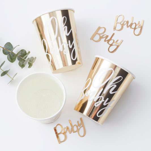 "Oh Baby" papirkopper - guld