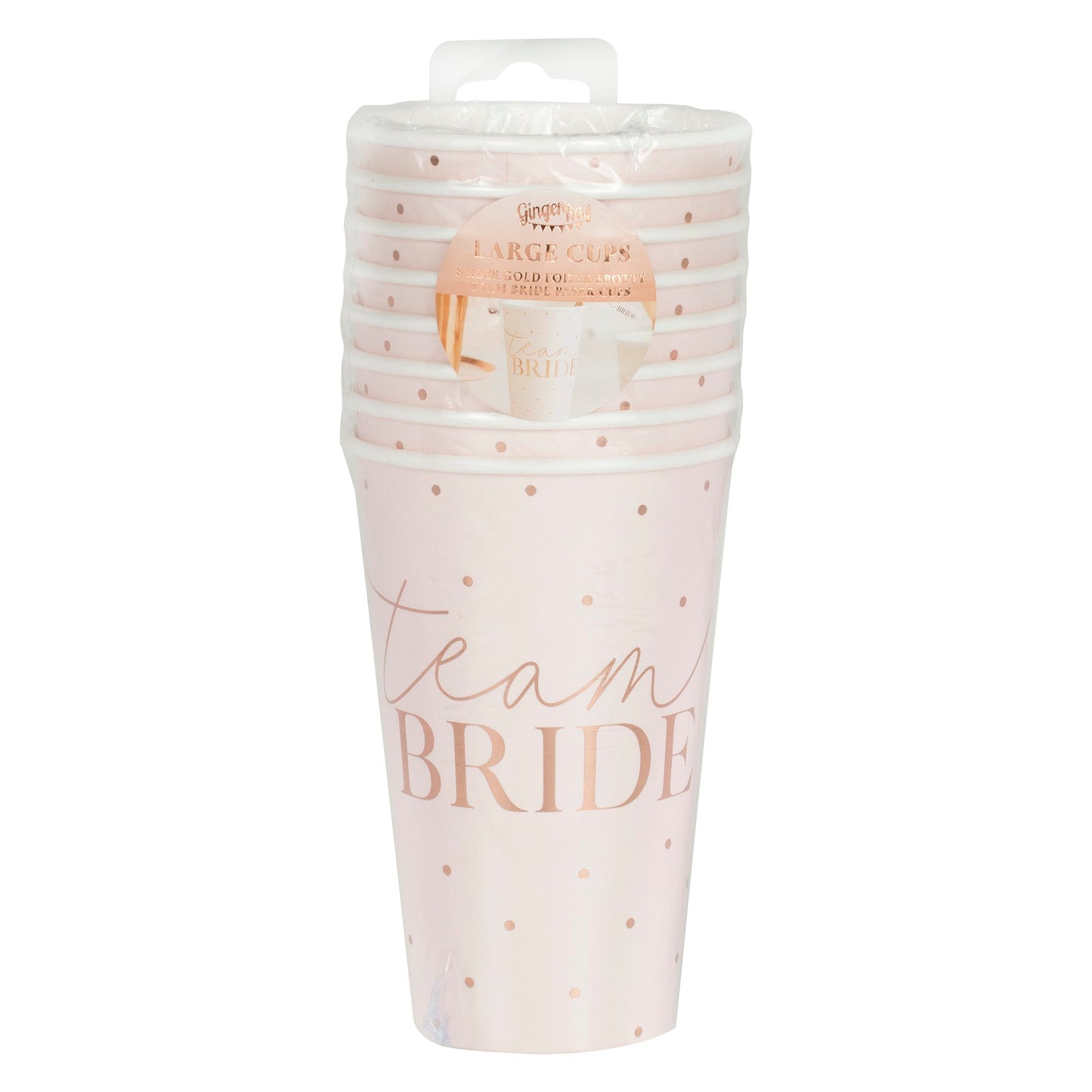 Lyserøde "Team Bride" store papirkopper