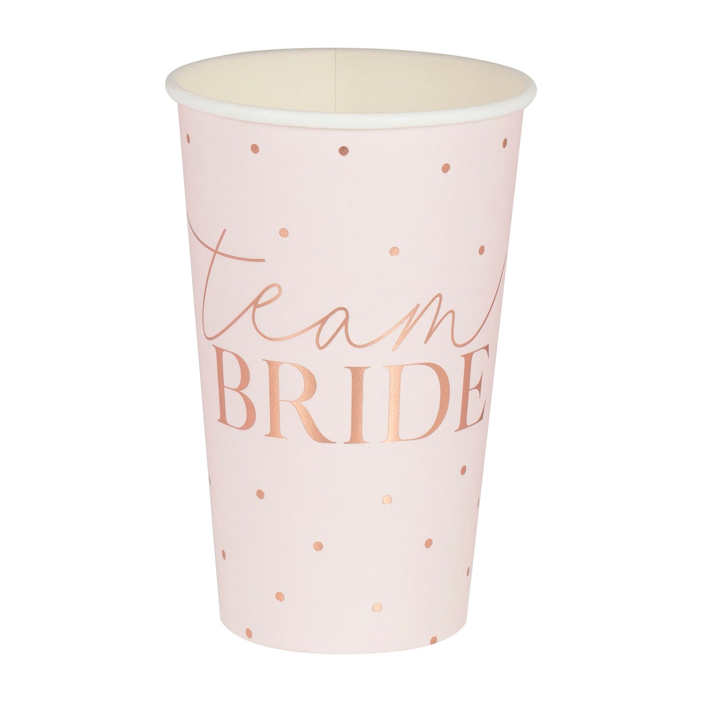 Lyserøde "Team Bride" store papirkopper