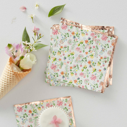 Servietter, blomsterprint - 16 stk