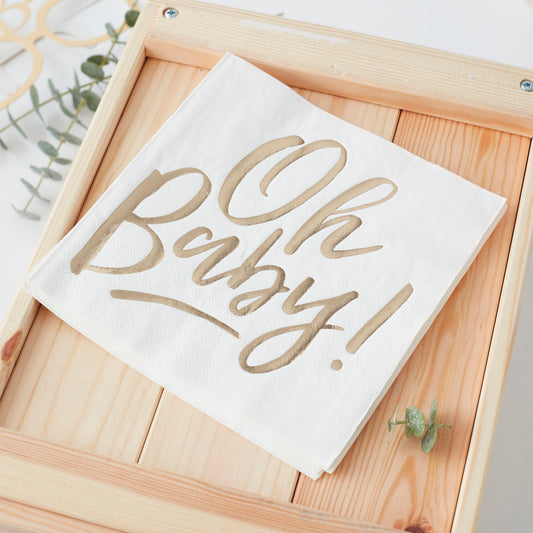 "Oh Baby" servietter- guld