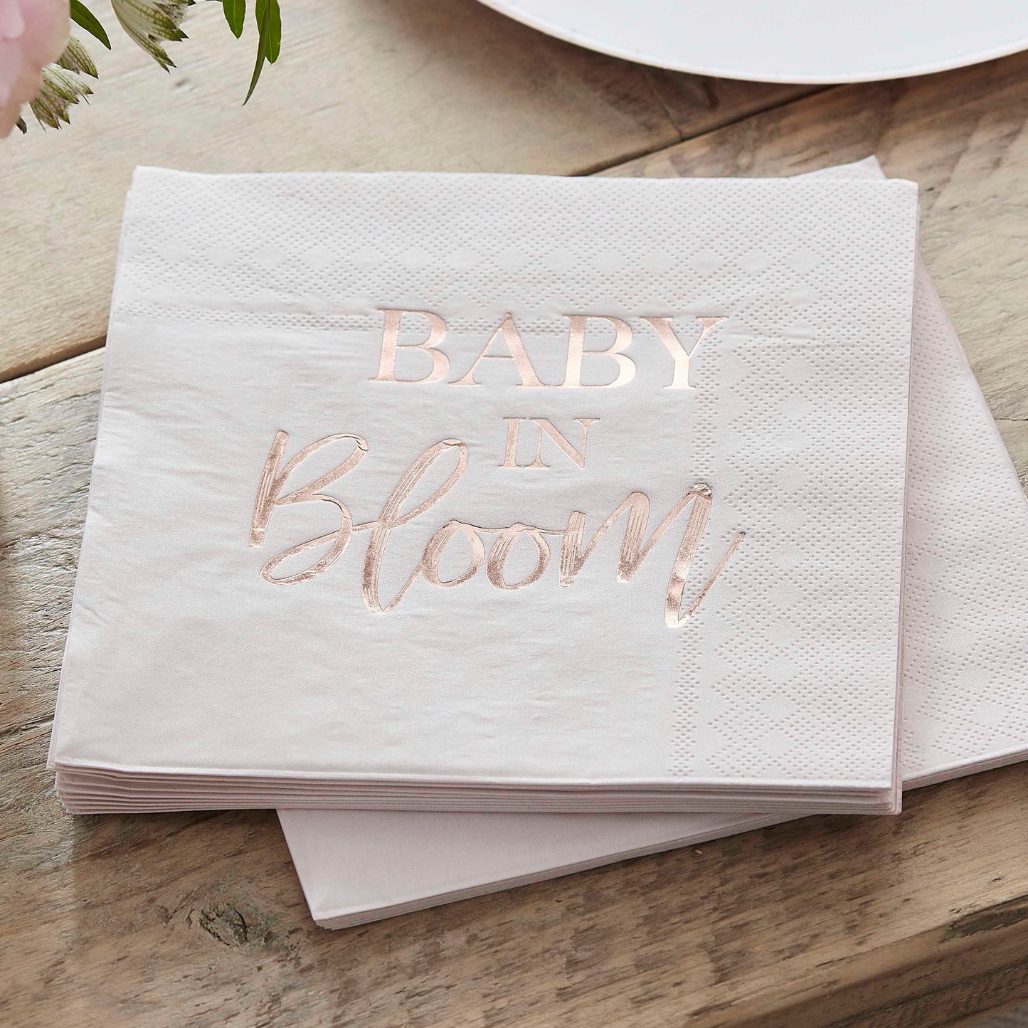 Baby in bloom rosaguld servietter