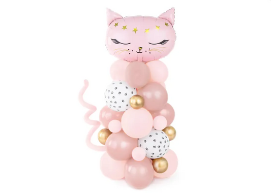 Lyserød ballonstand 140 cm - kattetema