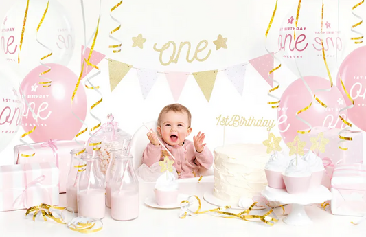 Børnefødselsdagspakke - 1st birthday - lyserød