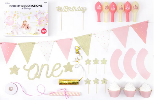 Børnefødselsdagspakke - 1st birthday - lyserød