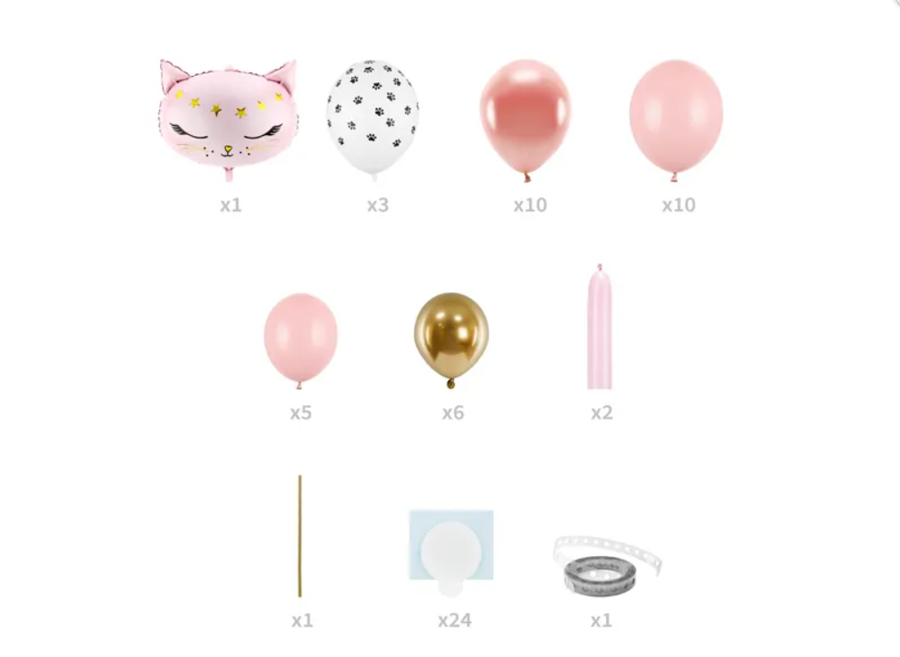 Lyserød ballonstand 140 cm - kattetema