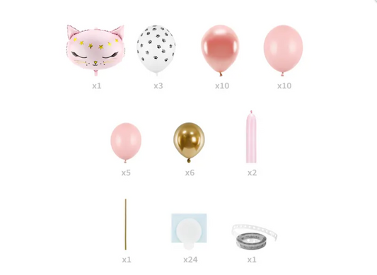 Lyserød ballonstand 140 cm - kattetema