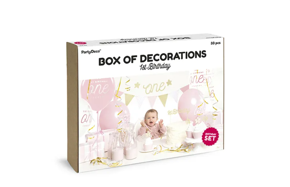 Børnefødselsdagspakke - 1st birthday - lyserød