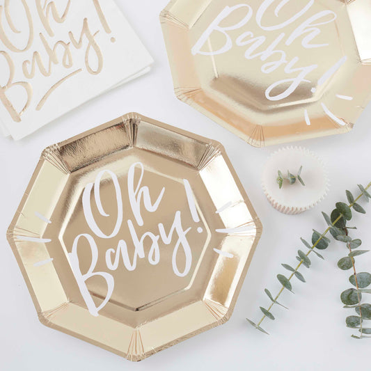 "Oh Baby" paptallerkner- guld